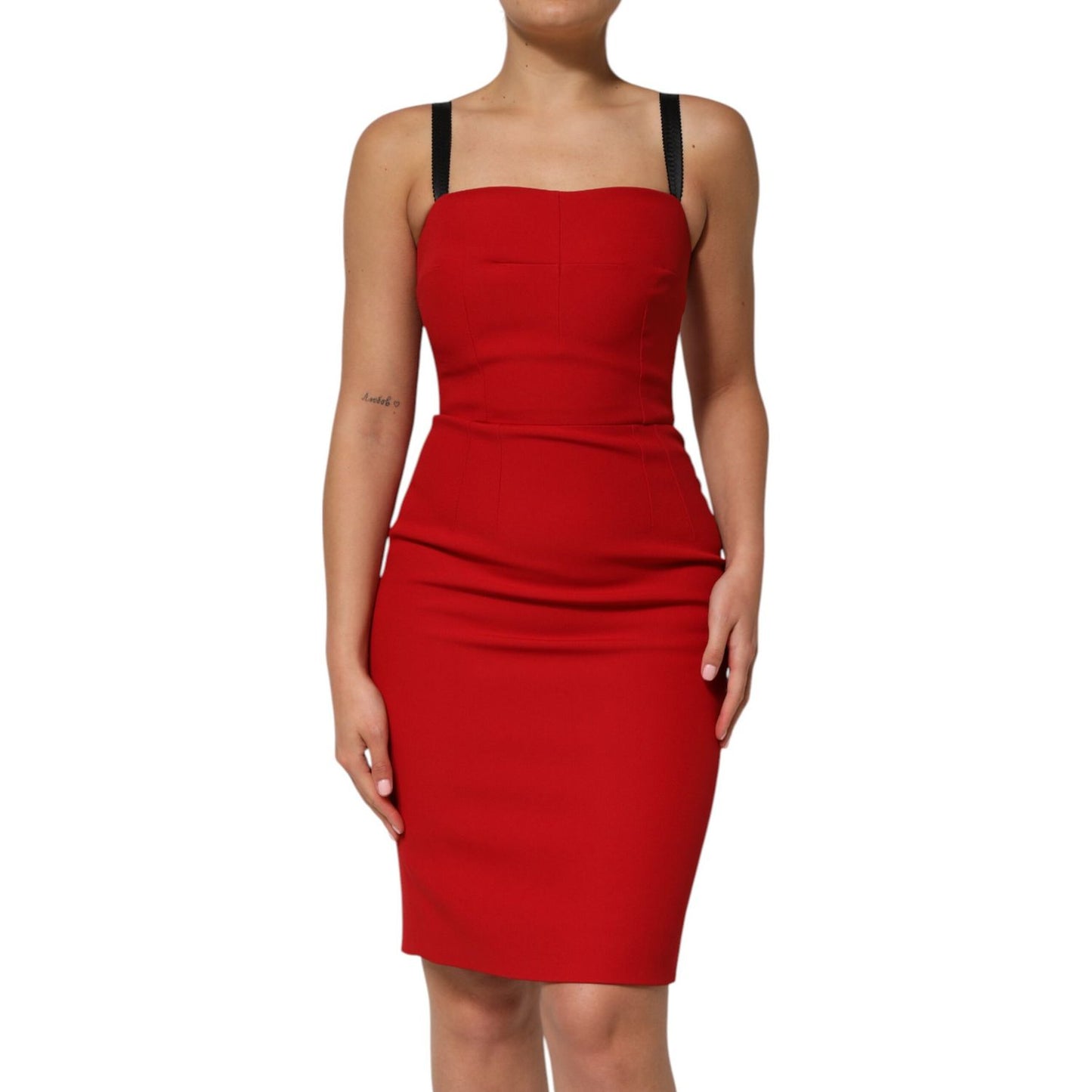 Dolce & Gabbana Red Stretch Bodycon Sheath Knee Length Dress