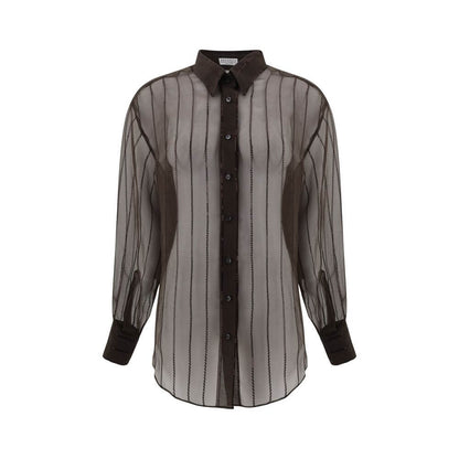 Brunello Cucinelli Brown Silk Blouse