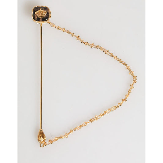 Dolce & Gabbana DG Crown Gold Chain Mens Accessories Brooch Lapel Pin SMY10723