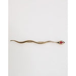 Dolce & Gabbana Gold Brass Red Crystal Spilla Serpente Mens Brooch Pin SMY10789