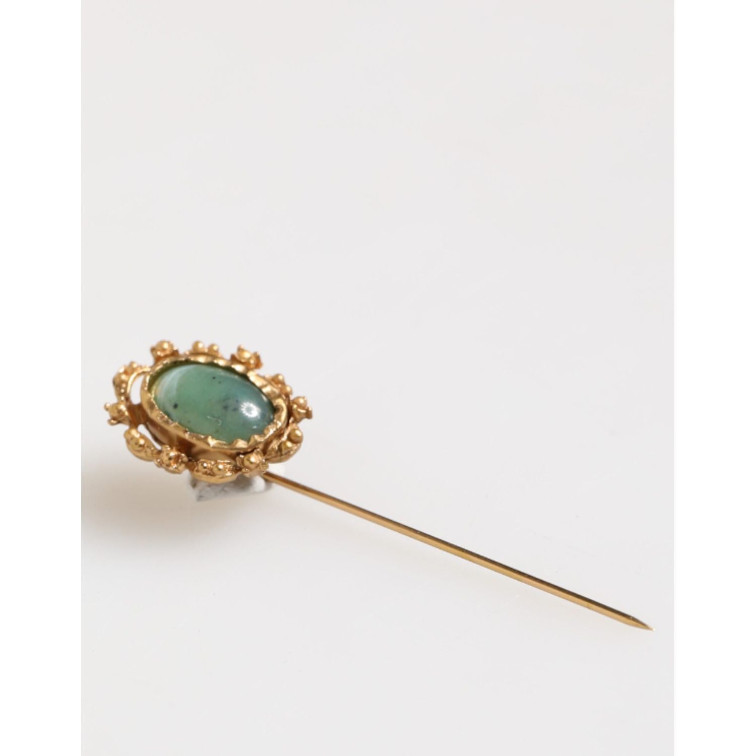 Dolce & Gabbana Gold Tone Green Stone Antique Men Accessory Brooch Pin