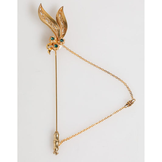 Dolce & Gabbana Gold Tone 925 Sterling Silver Crystal Chain Pin Brooch SMY11076