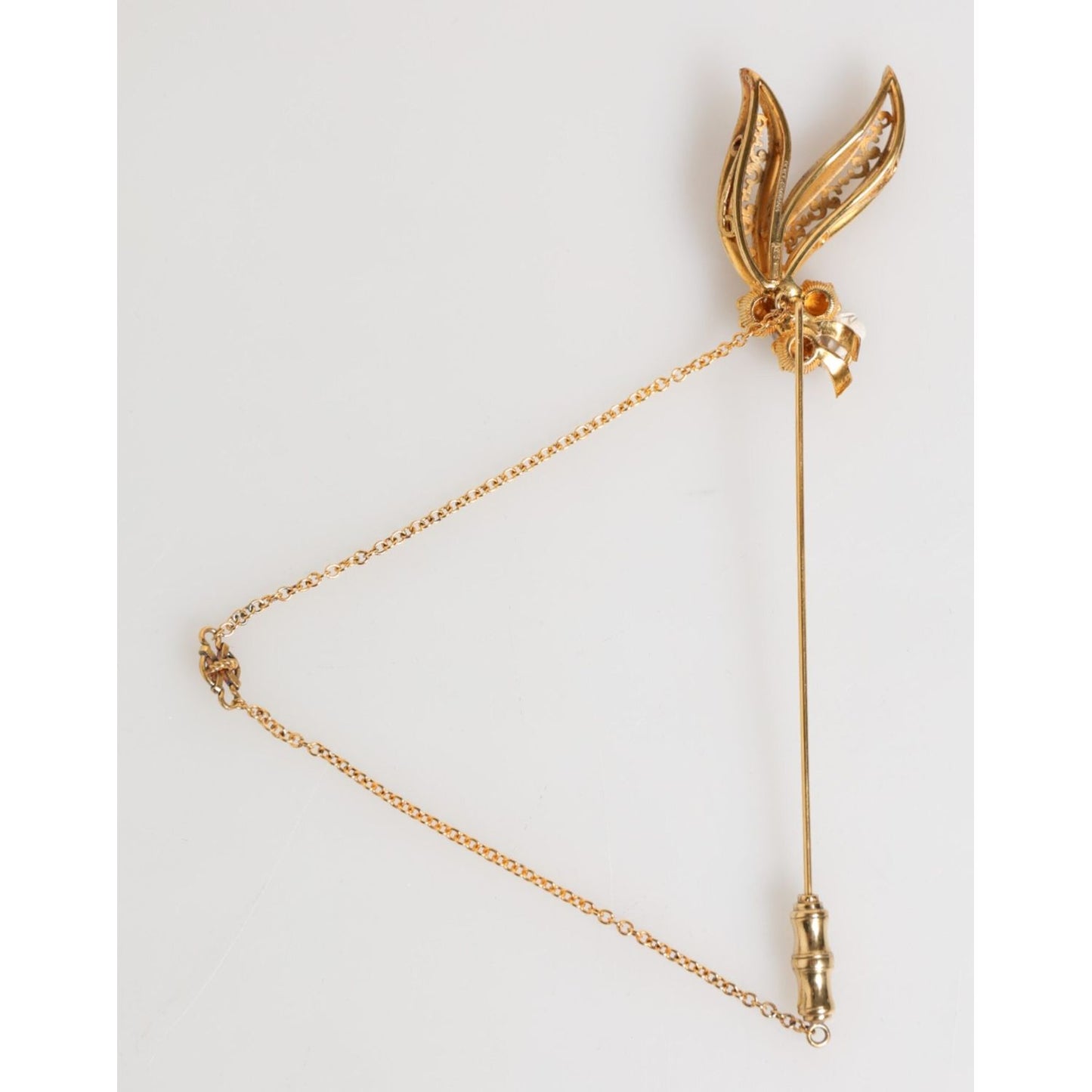 Dolce & Gabbana Gold Tone 925 Sterling Silver Crystal Chain Pin Brooch SMY11076