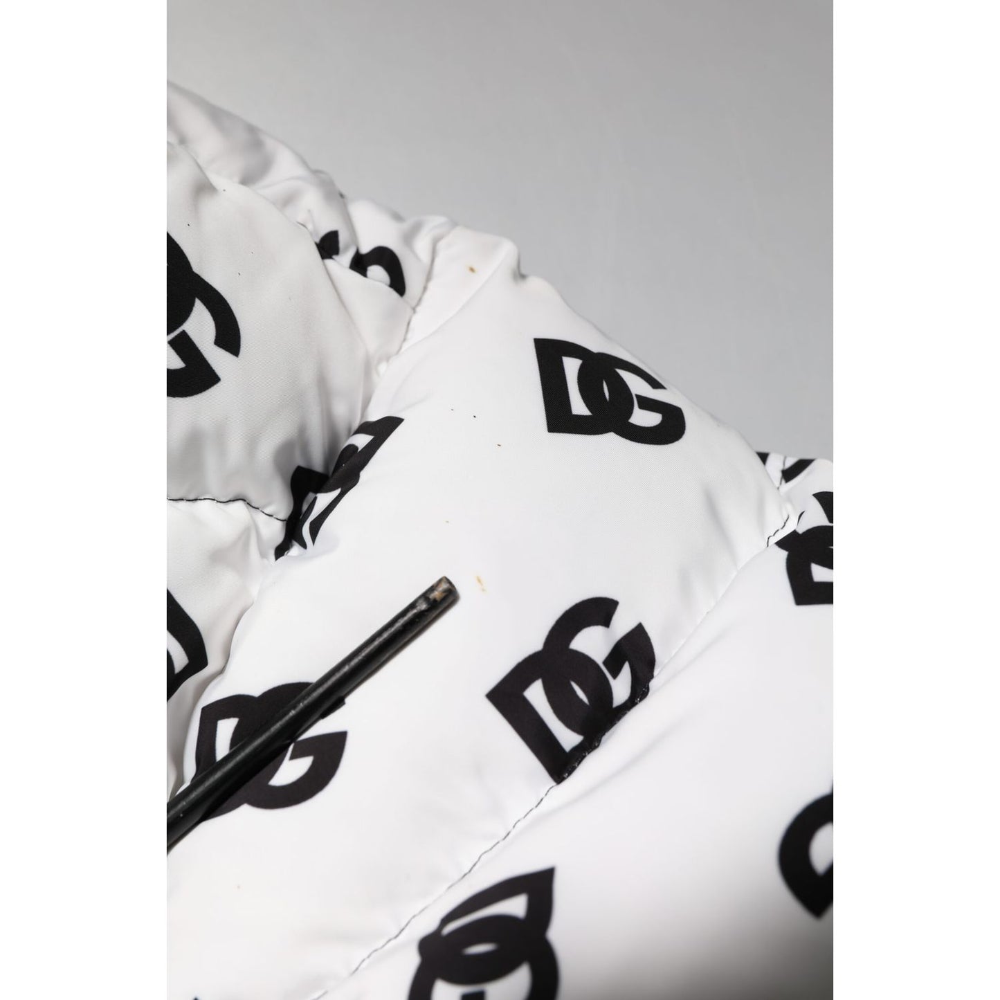Dolce & Gabbana White DG Monogram Full Zip Quilted Jacket