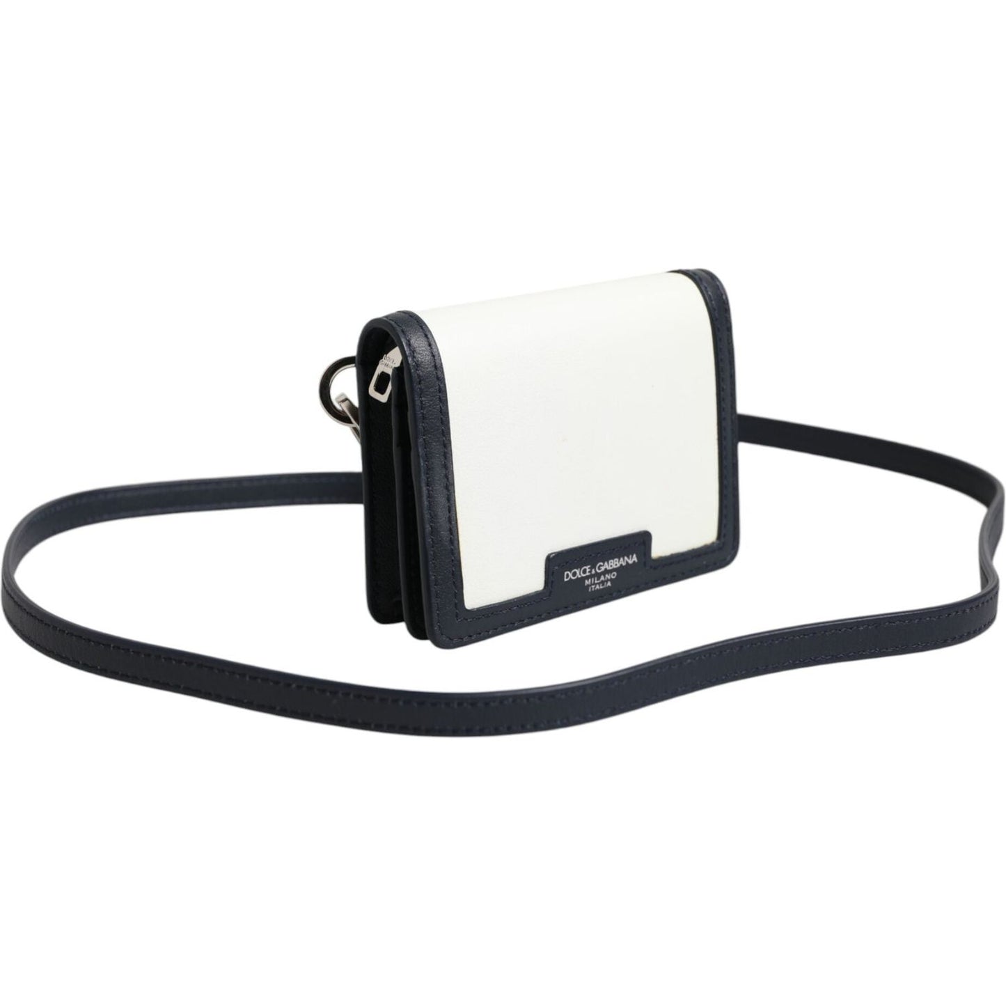 Dolce & Gabbana Beige Black Leather Card Holder Crossbody Men Borse Bag SMY11228