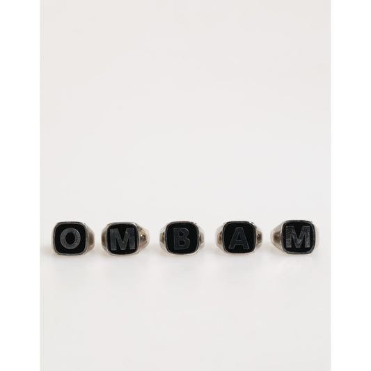 Dolce & Gabbana Silver Tone Brass Lettering Set 5 Pieces Adjustable Ring SMY11233