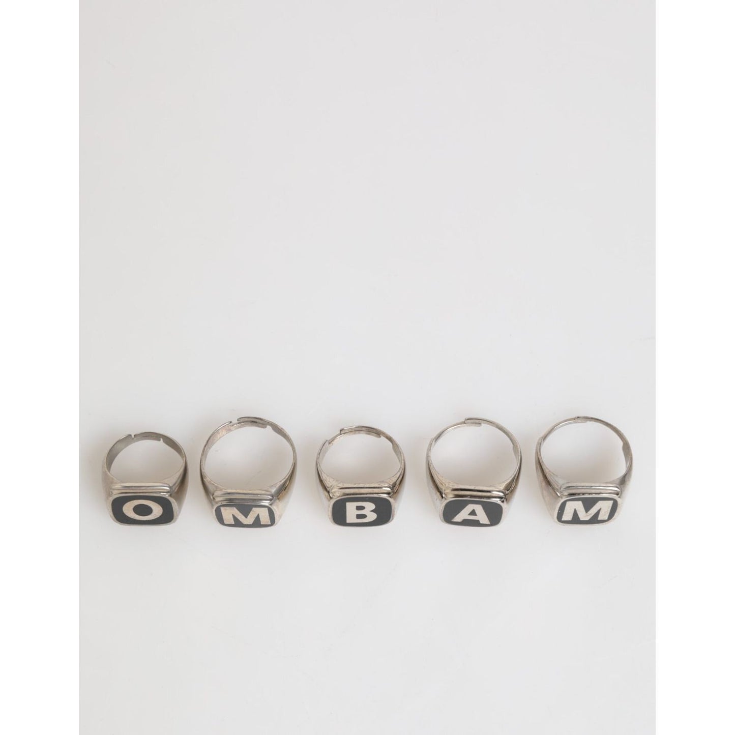 Dolce & Gabbana Silver Tone Brass Lettering Set 5 Pieces Adjustable Ring SMY11233
