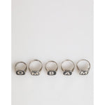 Dolce & Gabbana Silver Tone Brass Lettering Set 5 Pieces Adjustable Ring SMY11233