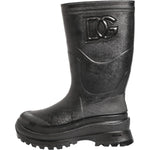 Dolce & Gabbana Metallic Black Pull On Rain Boots Men Shoes MV7884-41