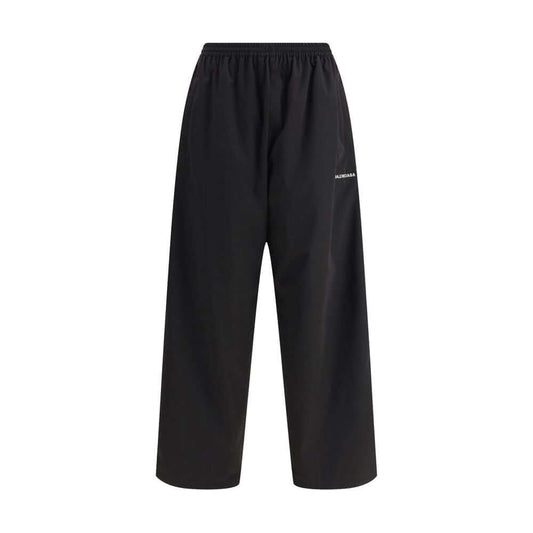 Balenciaga Black Polyester Casual Pants with elastic waistband and wide-leg design for contemporary fit, AW25 collection.