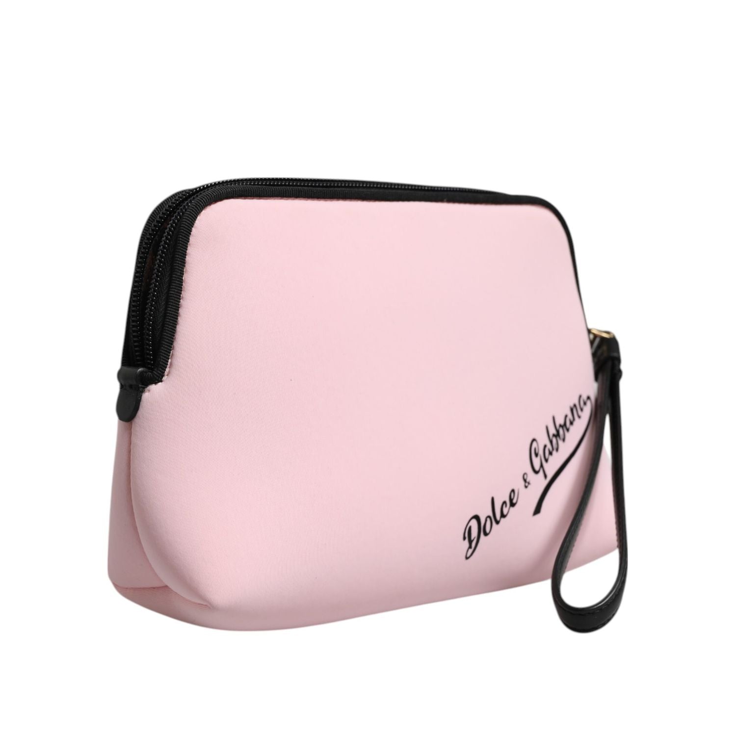 Dolce & Gabbana Pink Solid Nylon DG Logo Print Clutch Zip Borse Pouch Bag