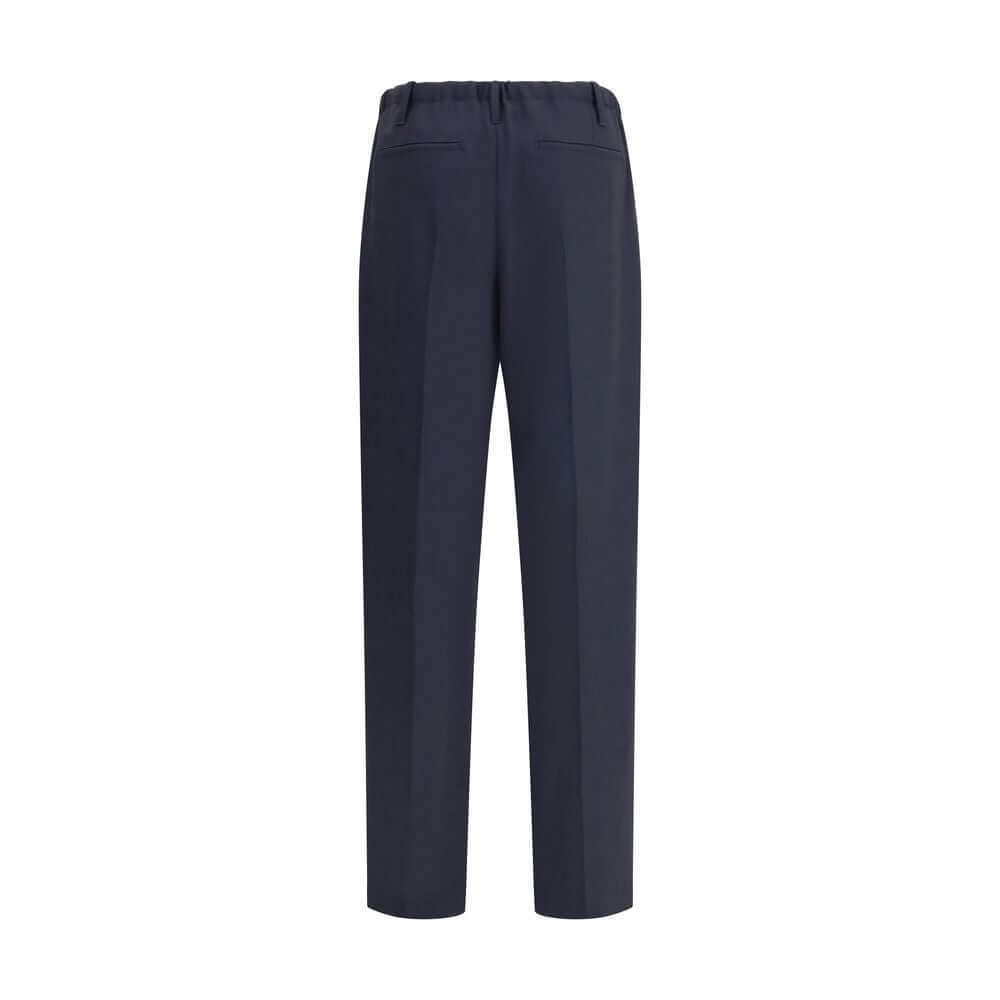 Brunello Cucinelli Gray Fleece Wool Casual Pants with straight leg and elasticated waistband for sophisticated comfort.