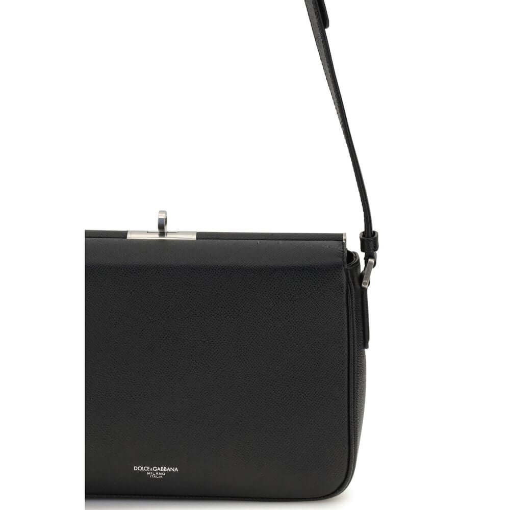 Dolce & Gabbana Black Calf Leather Bos Taurus Shoulder Bag