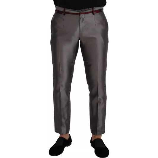 Dolce & Gabbana Gray Silk Metallic Men Dress Trouser Pants