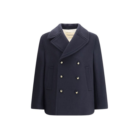 Valentino Blue Fleece Wool Coat