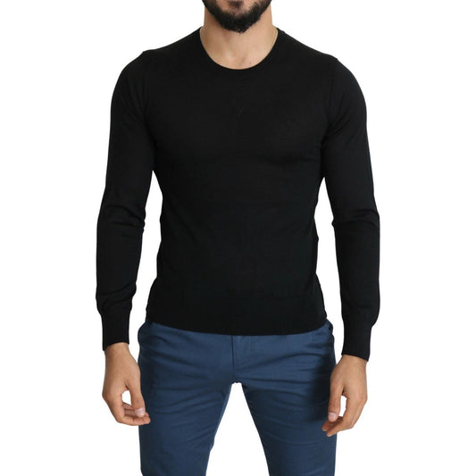 Dolce & Gabbana Black Cashmere Crewneck Pullover Sweater