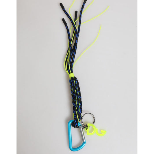 Dolce & Gabbana Multicolor Polyester Tape String DG Logo Keychain Keyring with vibrant design and keyring attachment.