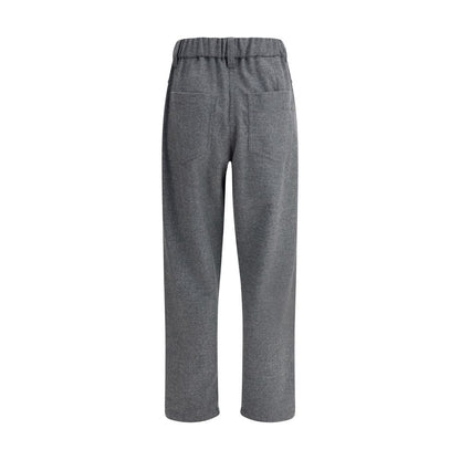 Brunello Cucinelli Gray Fleece Wool Casual Pants