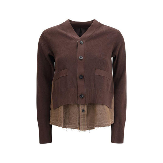 Sacai Cardigan with denim panel
