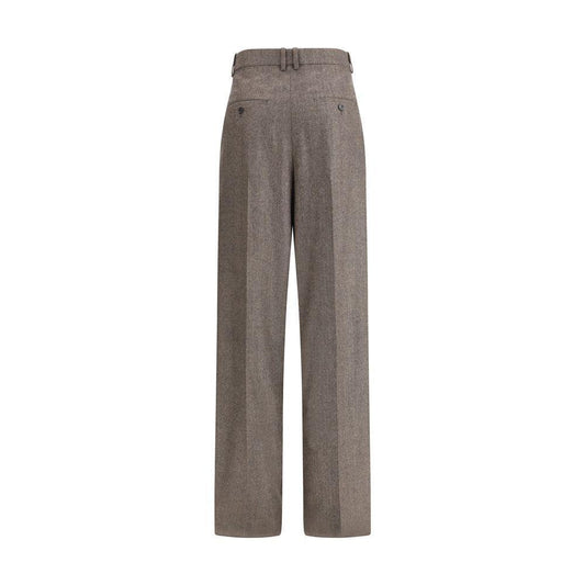 Saint Laurent Wool Herringbone pattern wide leg Pants