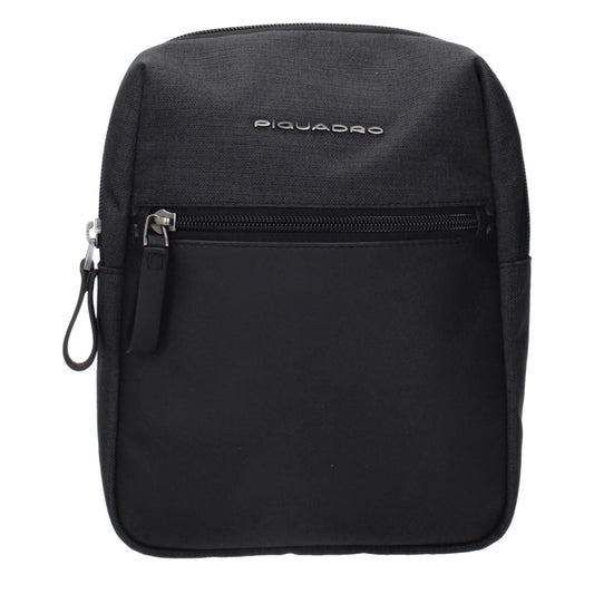 Piquadro Black Fabric Crossbody Bag with front logo and adjustable shoulder strap, MPN CA4481W98N, product code F84160.