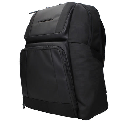 Piquadro Black Nylon Backpack with adjustable straps and iPad/PC cases, featuring front and back logos, MPN CA6220W120N, code F84161.
