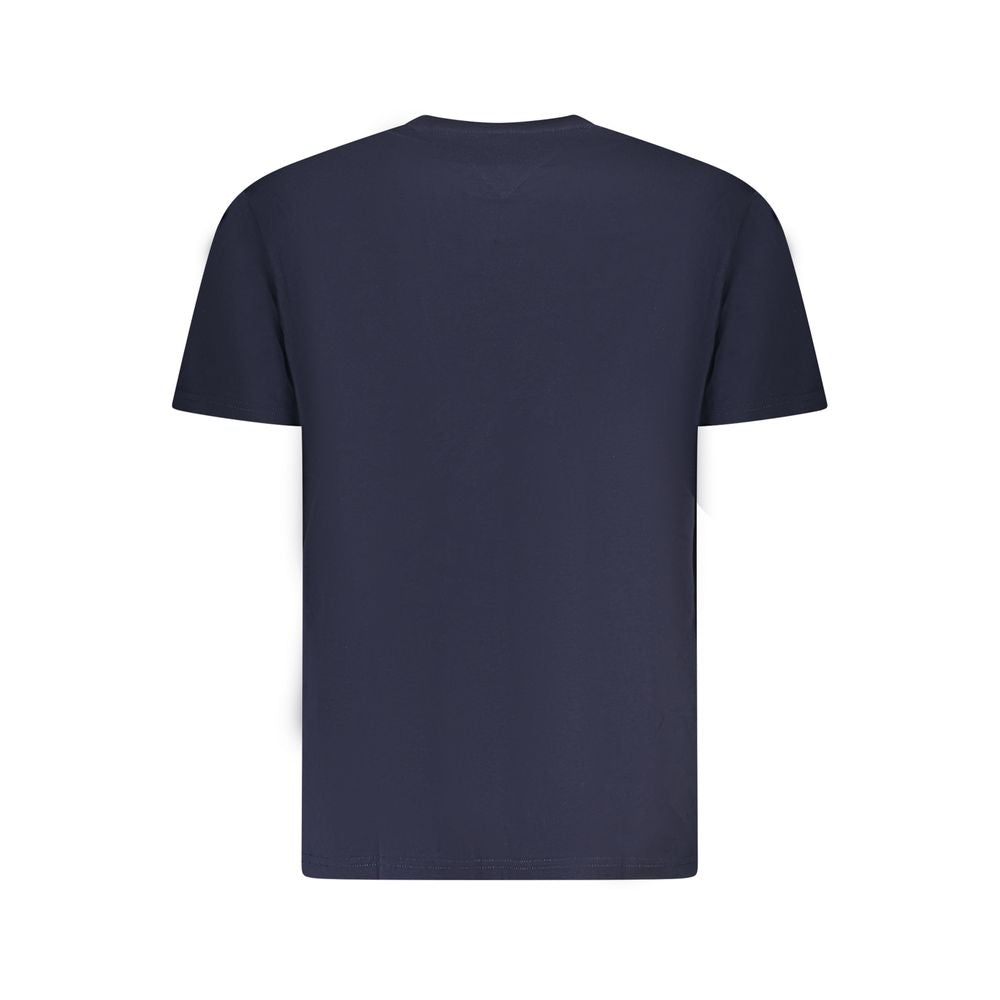 Tommy Hilfiger Blue Cotton Men T-Shirt, back view showcasing sustainable cotton material and classic design.