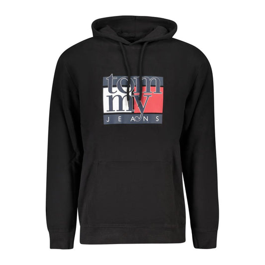 Tommy Hilfiger Black Cotton Men Sweater with Hood and Logo
