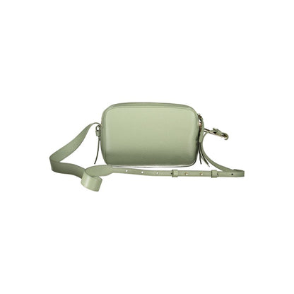 Coccinelle Green Leather Women Handbag with adjustable strap and dual compartments, showcasing Italian craftsmanship and contemporary style.