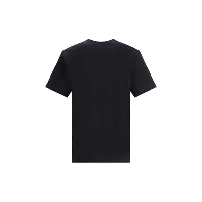 Dsquared² Black Cotton T-Shirt with ribbed crew neck and iconic monogram print, showcasing urban contemporary style.