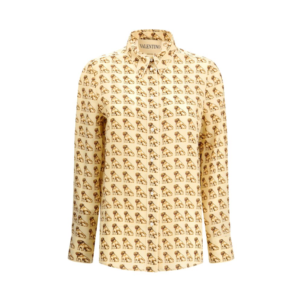 Valentino Beige Silk Pattern Shirt