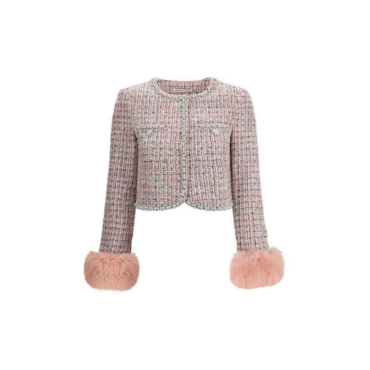 Self-Portrait Bouclé fur cuffed Jacket SE-AW25098JPPINK-10