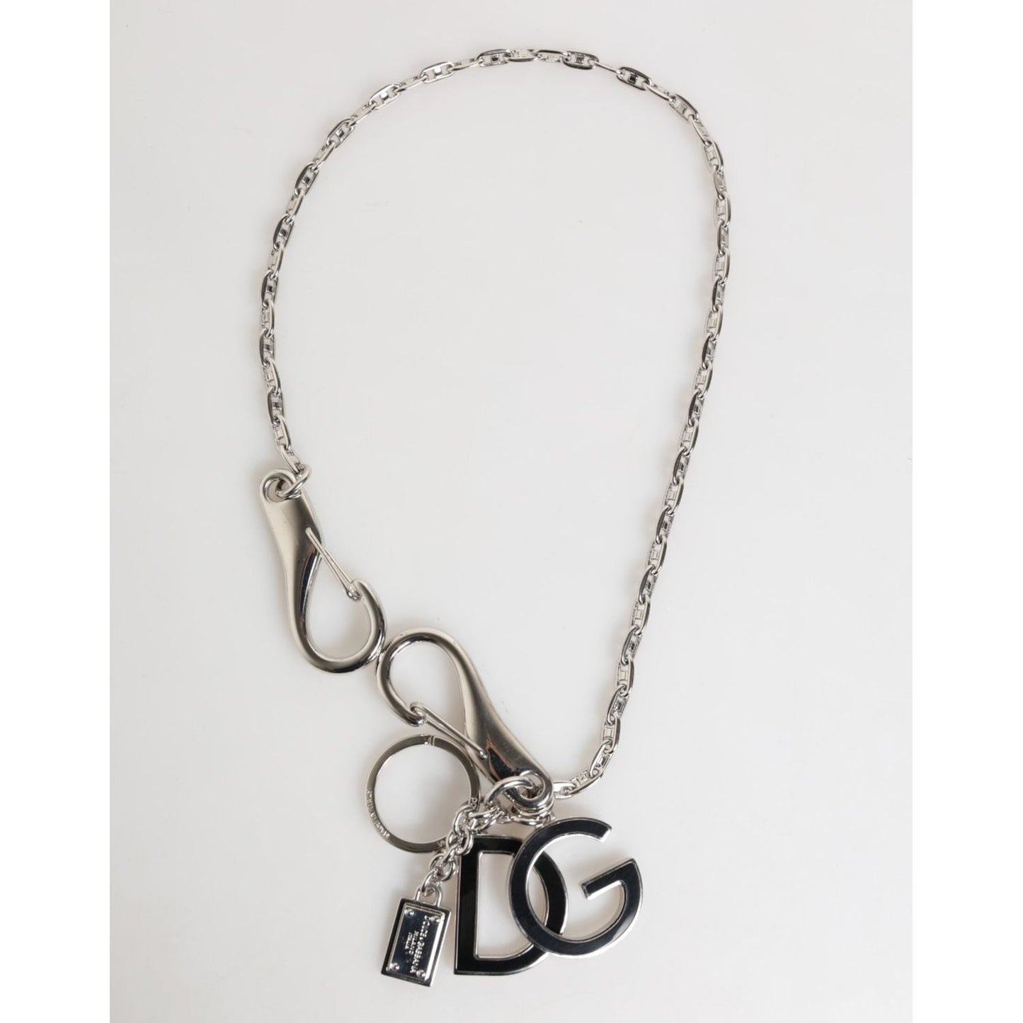 Dolce & Gabbana Silver DG Logo Key Holder Keychain Bag Charm Keyring