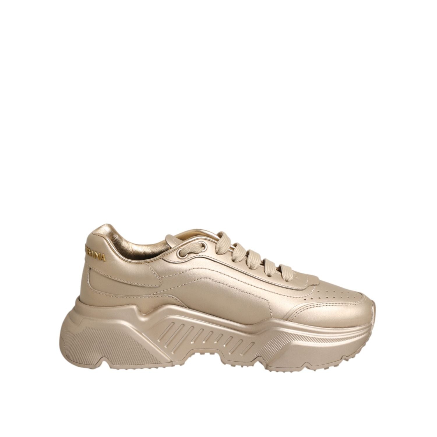 Dolce & Gabbana Gold Leather Daymaster Women Sneaker Shoes