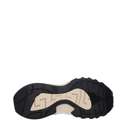 Versace Beige Fabric Sneakers with unique sole design featuring side and back logos.