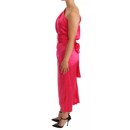 Dolce & Gabbana Pink Sheath Silk Bow Open Shoulder Dress DR28224-38