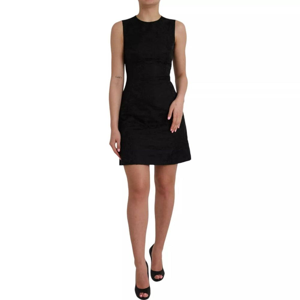 Dolce & Gabbana Black Sleeveless Bodycon A-line Mini Dress featuring a round neck and exclusive Italian craftsmanship