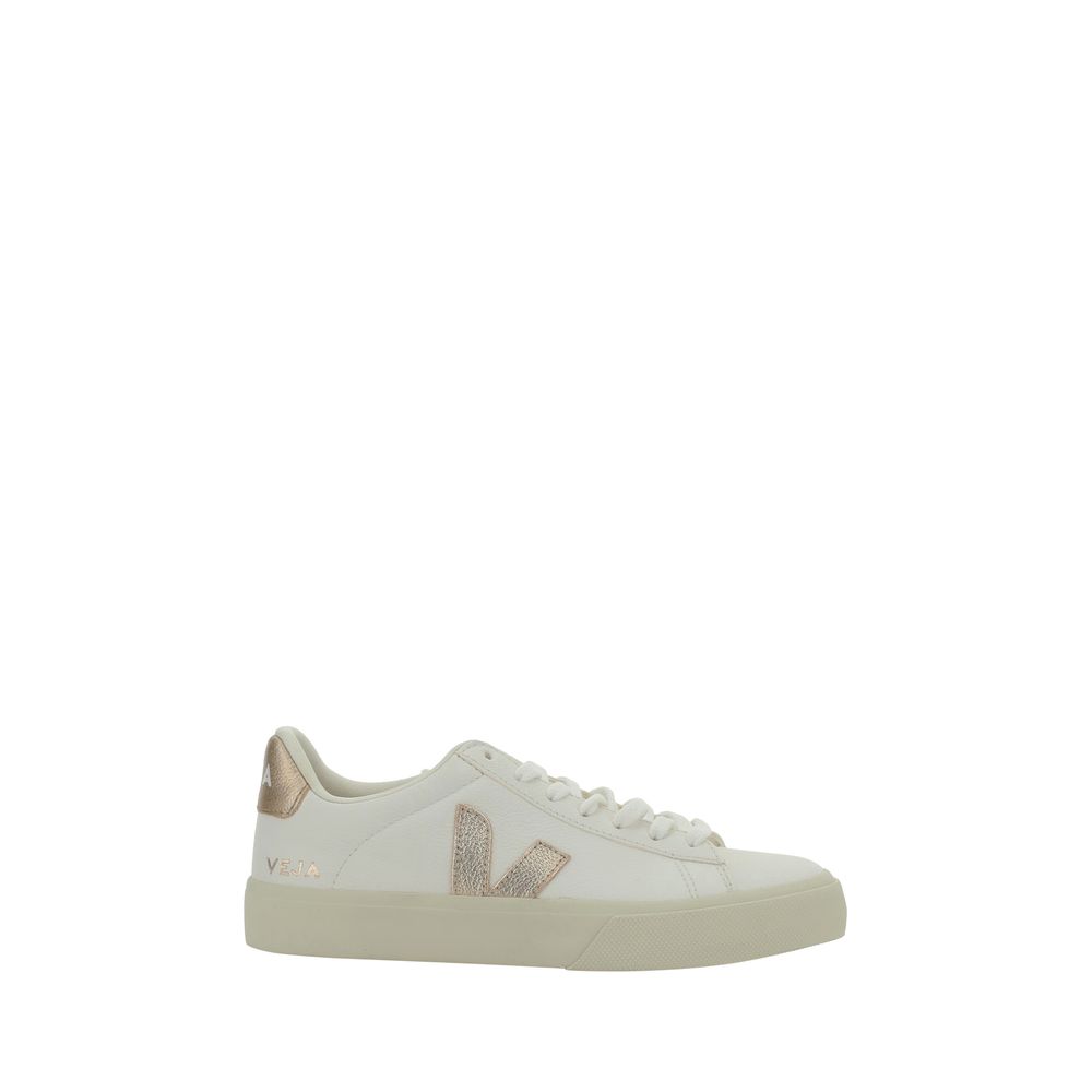 Veja White Calf Leather Bos Taurus Low Top Sneakers with round toe, contrasting details, and logo on side panels.
