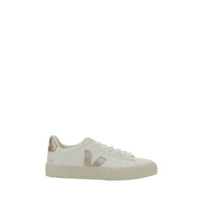 Veja White Calf Leather Bos Taurus Low Top Sneakers with round toe, contrasting details, and logo on side panels.