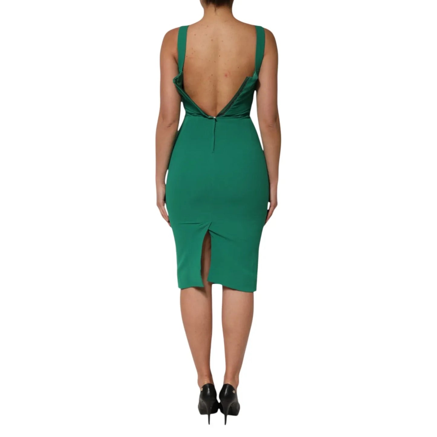 Dolce & Gabbana Dark Green Sleeveless Rayon Bodycon Dress