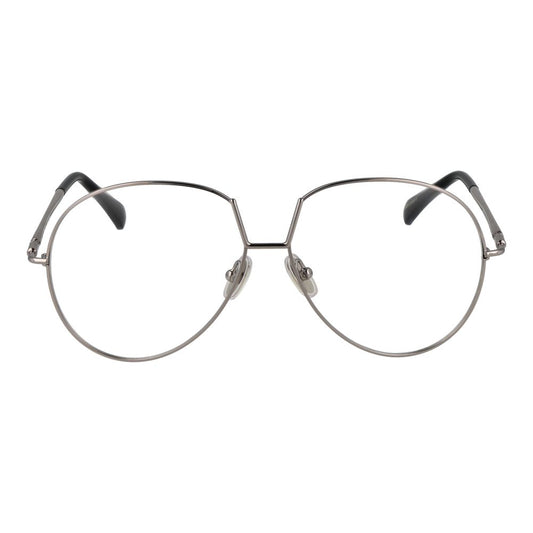 Max Mara Silver Women Glasses Frame, aviator style, full-rim metal design with demo lenses, 140mm width, ideal for modern fashion.