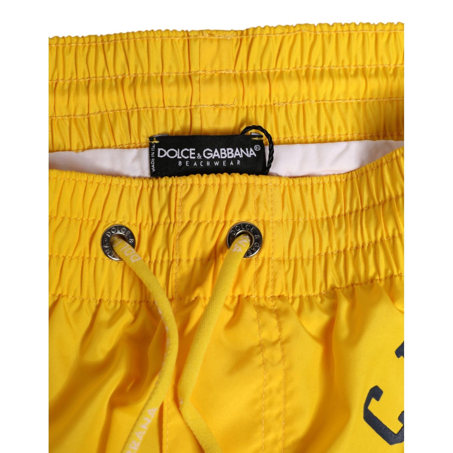 Dolce & Gabbana Yellow Nylon Logo Print Men Boxer Short Swimwear