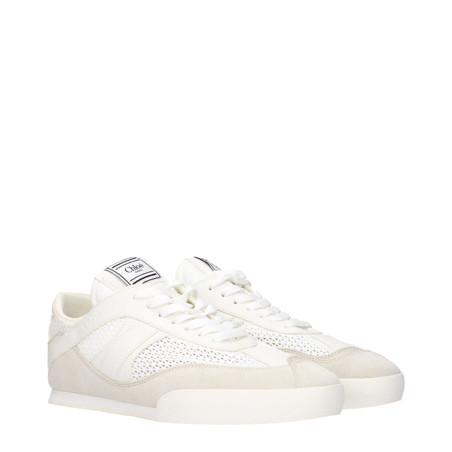Chloé White Fabric Low Top Sneakers