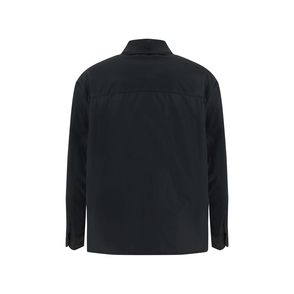 Back view of Ami Paris Black Polyester Coat with water-repellent finish, featuring snap-button cuffs and a refined look.