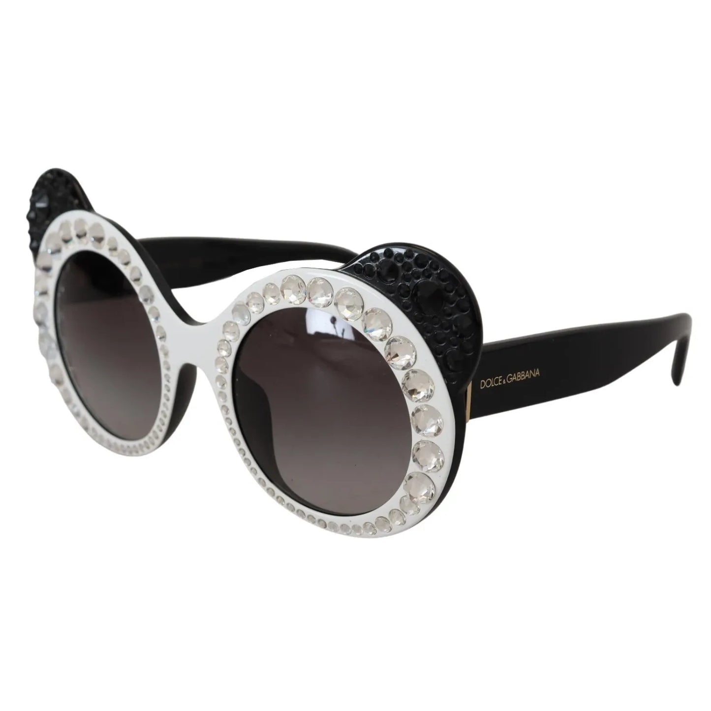 Dolce & Gabbana DG4325BM White Black Acetate Crystal Shades Sunglasses