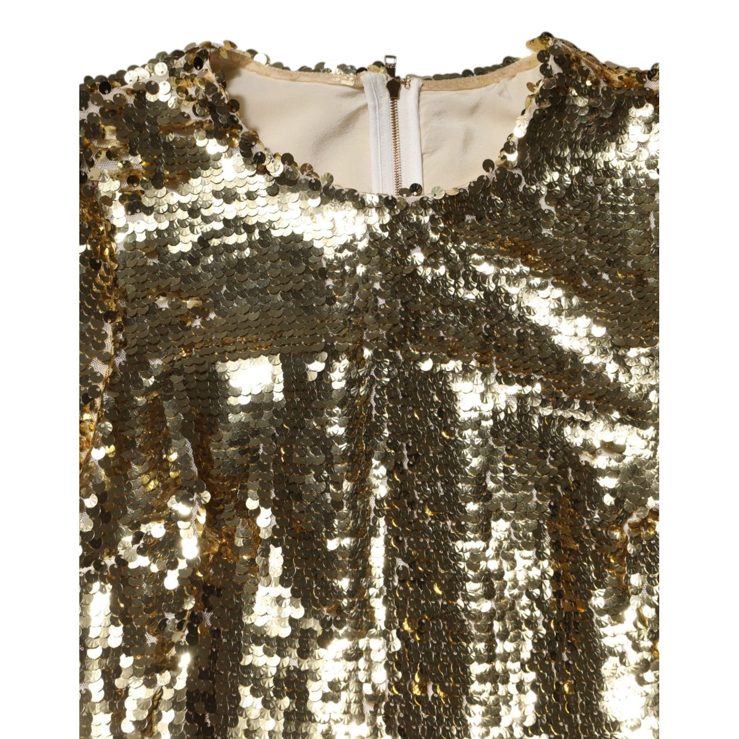 Dolce & Gabbana Gold Sequin Long Sleeve Mini Dress