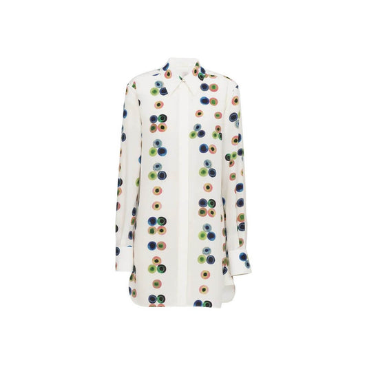 Chloé Chemisier Dress in multicolor printed silk with long sleeves and front button closure, made in Italy for women.