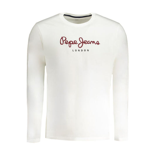 Pepe Jeans White Cotton T-Shirt, long sleeved, regular fit, crew neck, logo print, made from 100% sustainable cotton.