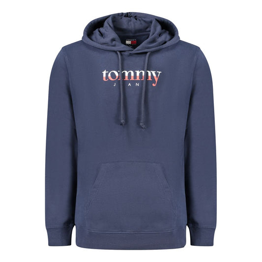 Tommy Hilfiger Blue Cotton Men Sweater, hooded, with logo and central pocket.