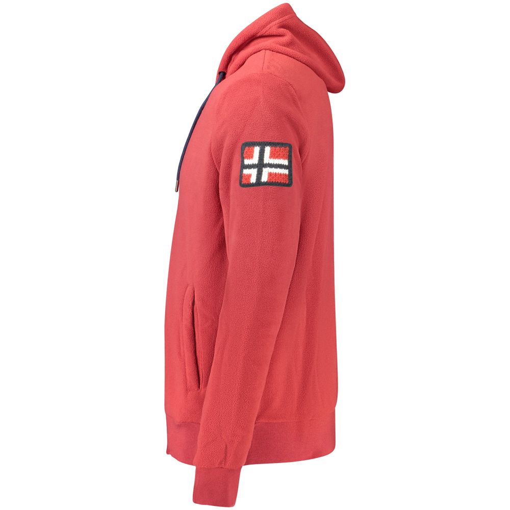Norway 1963 Red Polyester Men Sweater side view with chic embroidery and stylish hoodie design